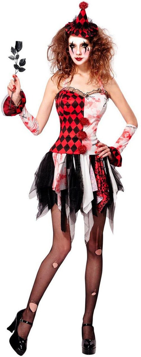 Monster & Griezel Kostuum | Boosaardige Harlekijn Henriette | Vrouw | XL | Carnaval kostuum | Verkleedkleding